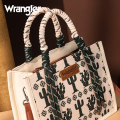 Wrangler Cactus Print Rope Tote/Crossbody- Beige