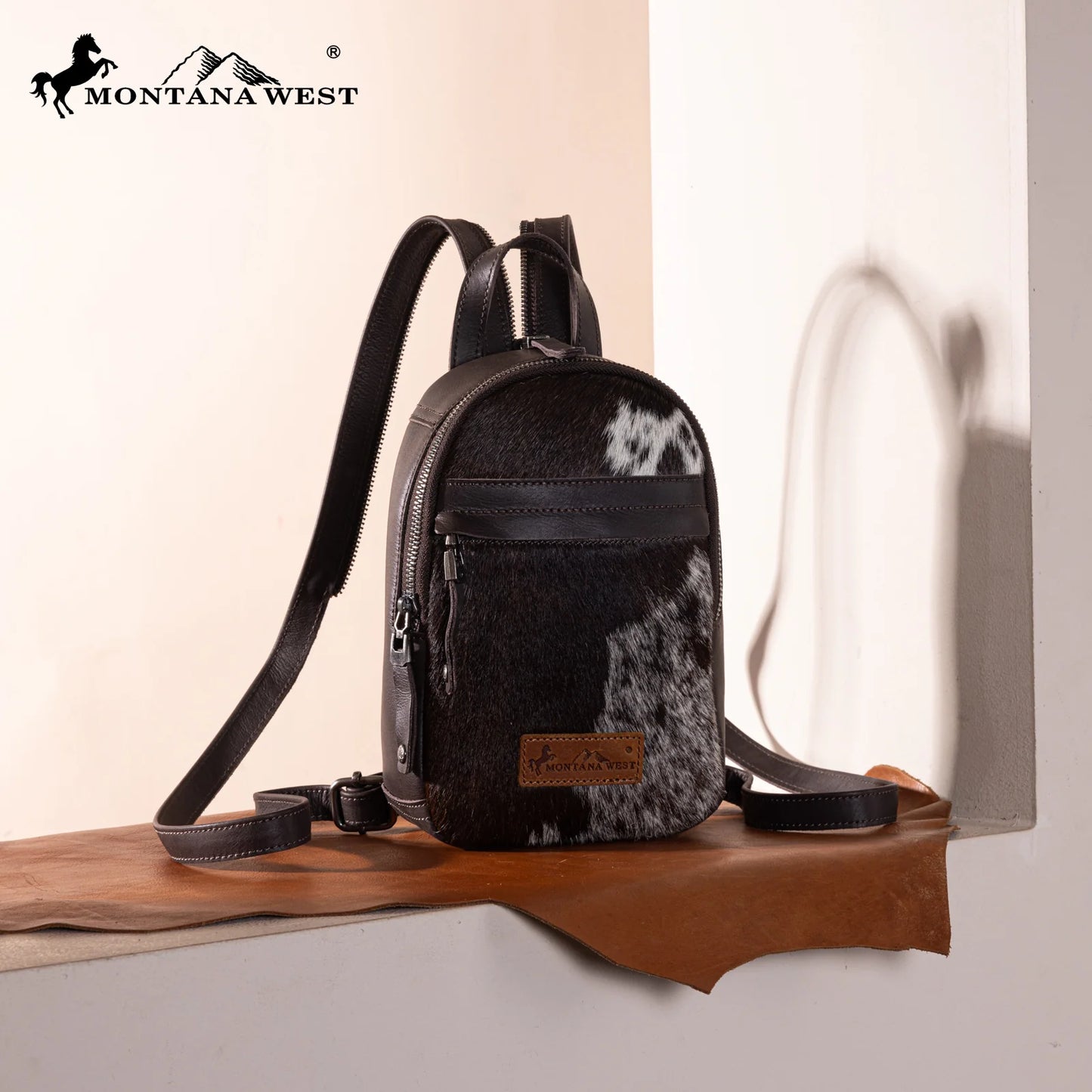 Montana West Genuine Hair On Cowhide Convertible Sling Backpack- Multiple Colors