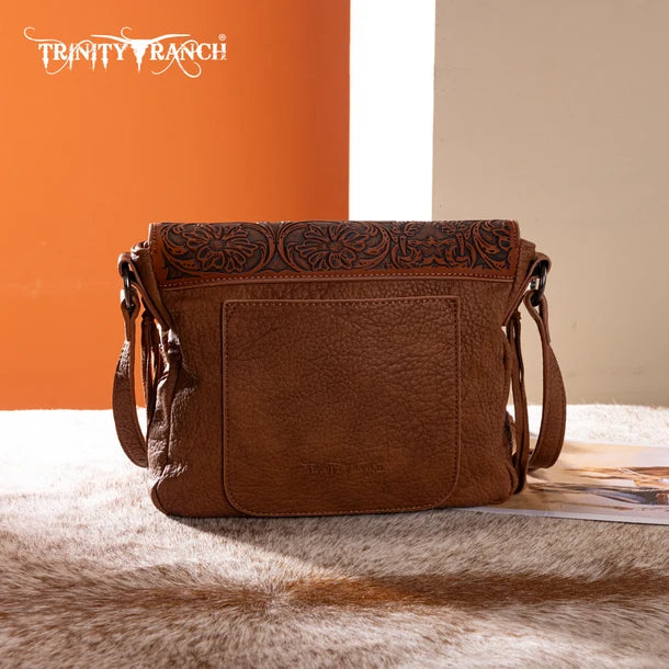 Trinity Ranch Genuine Hair On Cowhide Tooled Crossbody Bag- Multiple Colours