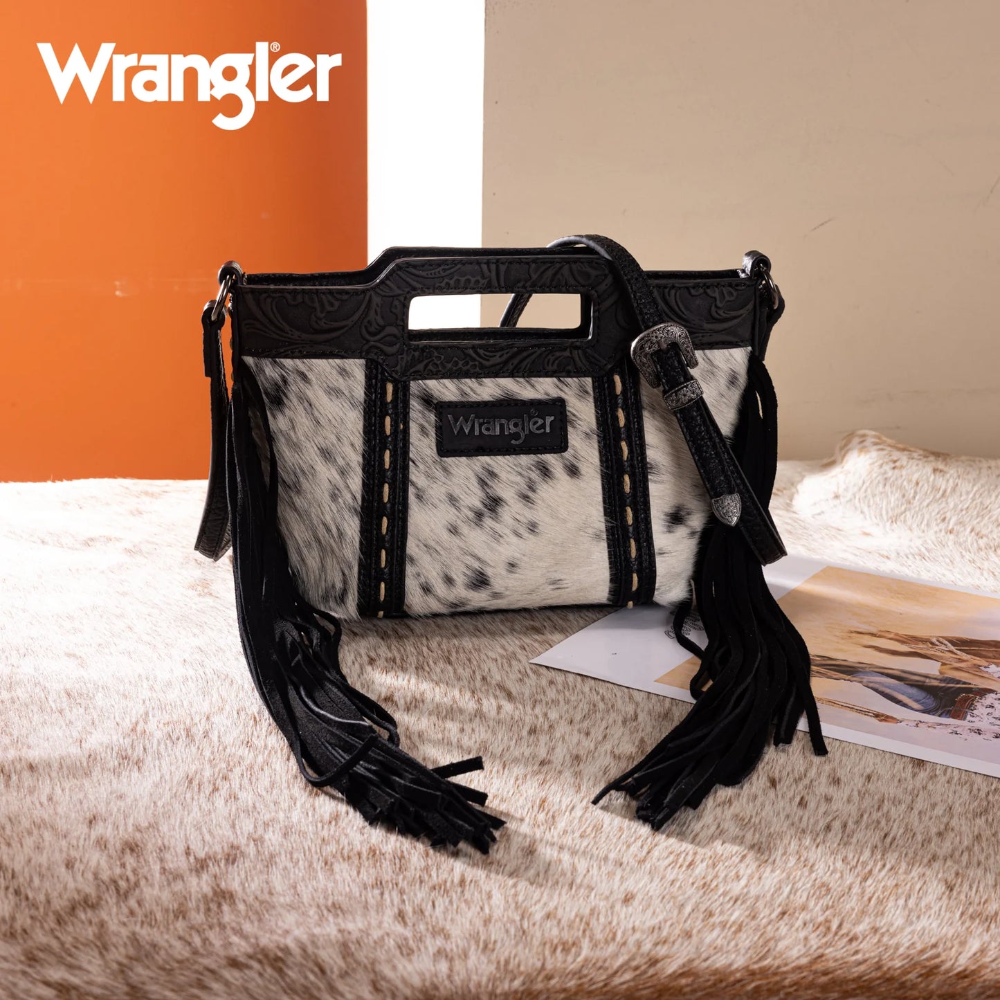 Wrangler Genuine Genuine Cowhide Top Handle Fringe Crossbody- Multiple Colours - Irvine Tack & Western Wear