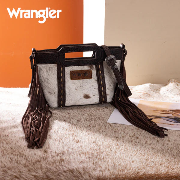 Wrangler Genuine Genuine Cowhide Top Handle Fringe Crossbody- Multiple Colours - Irvine Tack & Western Wear
