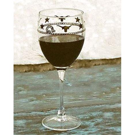 West Creation 12 oz  Wine Stars and Longhorns Wine Glass- Set of 4
