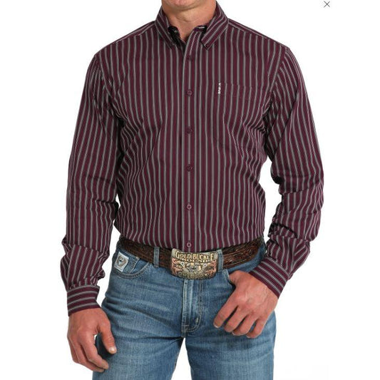 Cinch Men's Long Sleeve Print Shirt-Purple