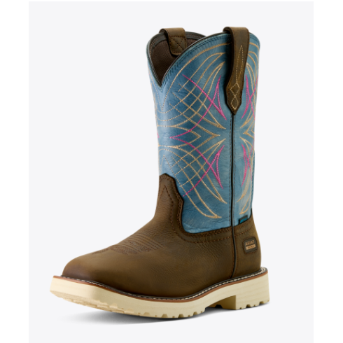 Ariat Women's Activator CSA H20 Wide Square Toe Steel Toe Work Boot- Dark Brown