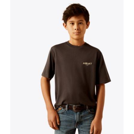 Ariat Boy's Short Sleeve Explore Circle Tee Shirt- Vintage Black