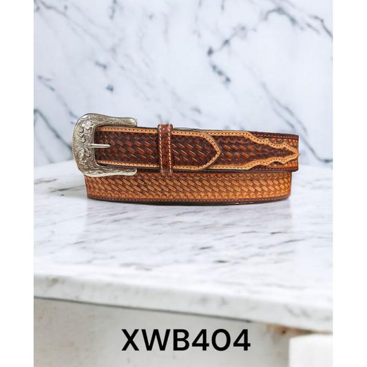 Twisted X Men's Chestnut and Tan Basketweave Belt - Irvine Tack & Western Wear