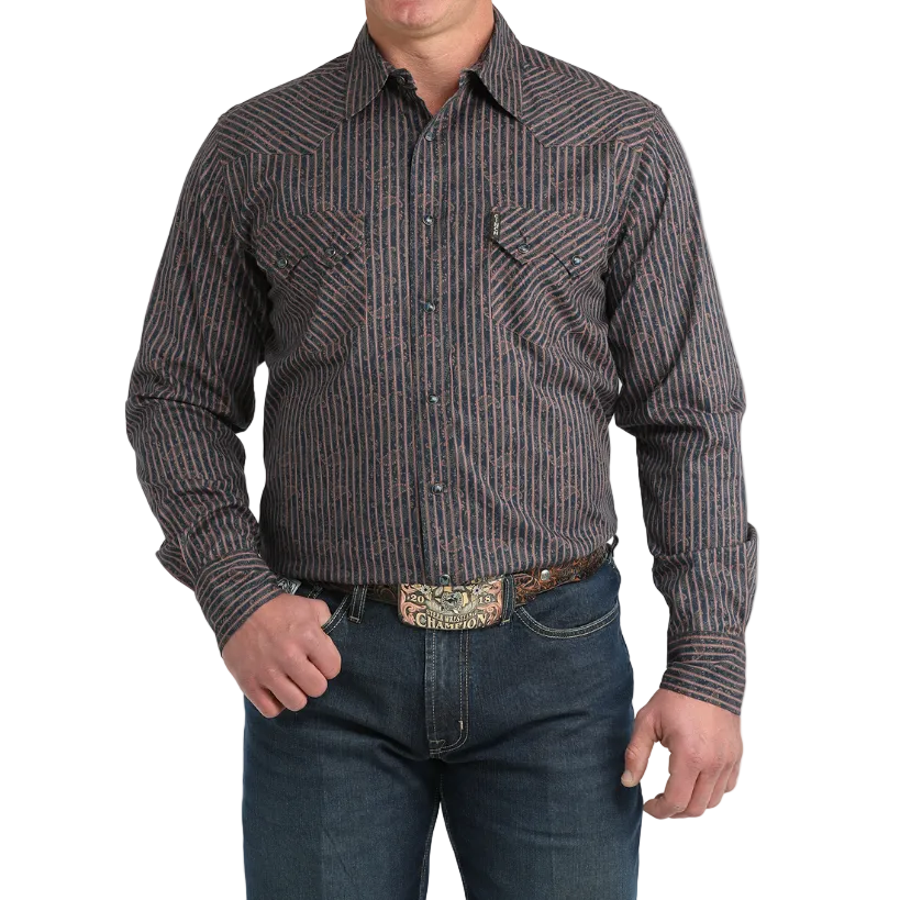 Cinch Men's Long Sleeve Western Shirt - Navy
