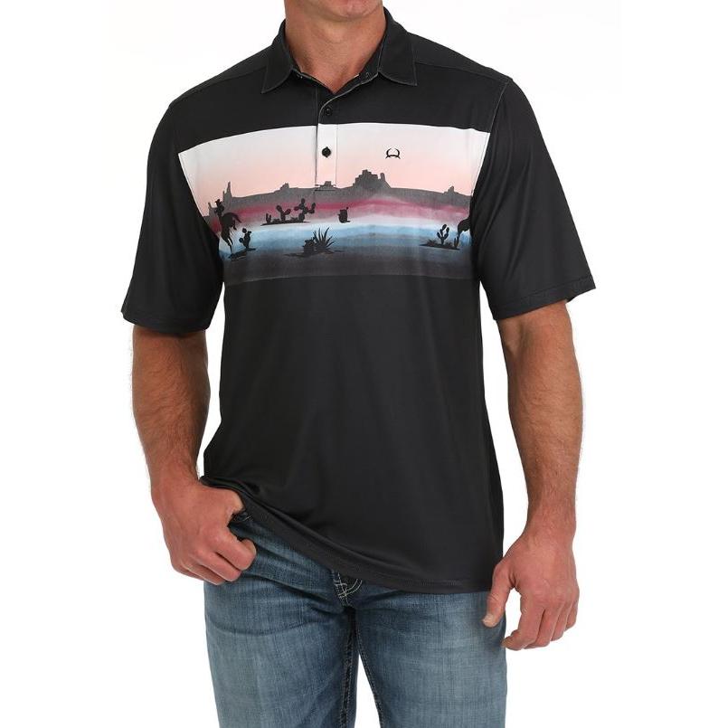 Cinch Mens Short Sleeve  Arenaflex Polo -Black