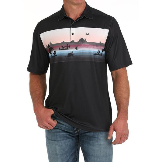 Cinch Mens Short Sleeve  Arenaflex Polo -Black