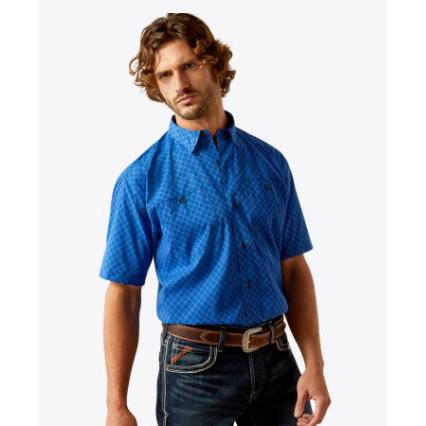 Ariat Men's Short Sleeve 360 Airflow Classic Fit Shirt- Olympian Blue