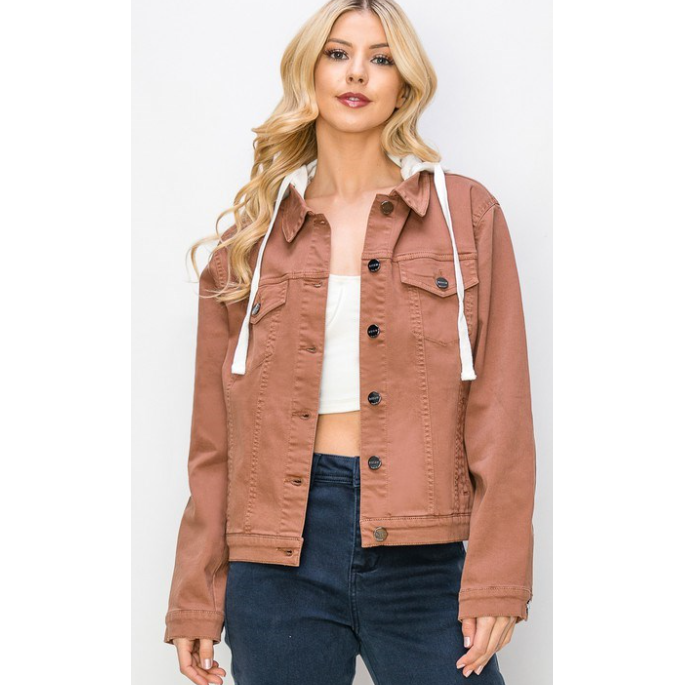 Risen Women's Oversized Jacket with Hoodie-Espresso