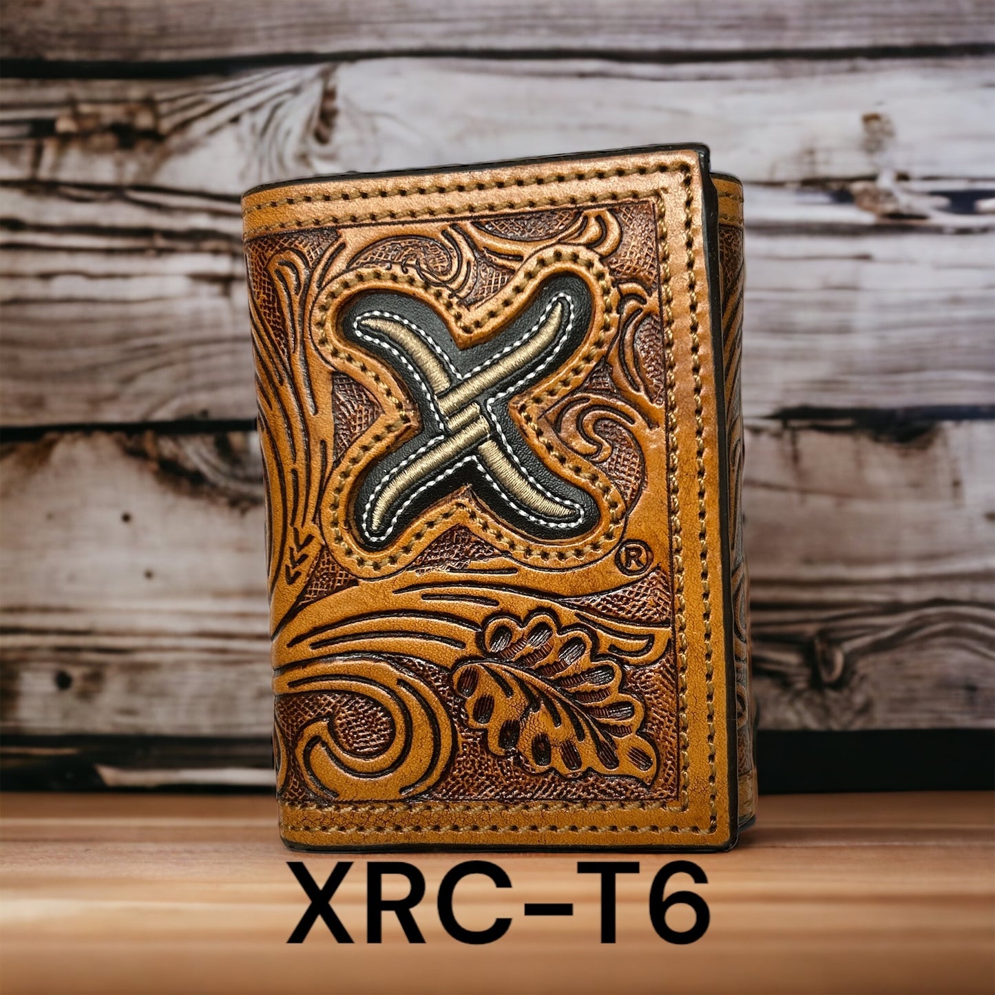 Twisted X  Rodeo Trifold Floral Tooled Wallet- Gold X