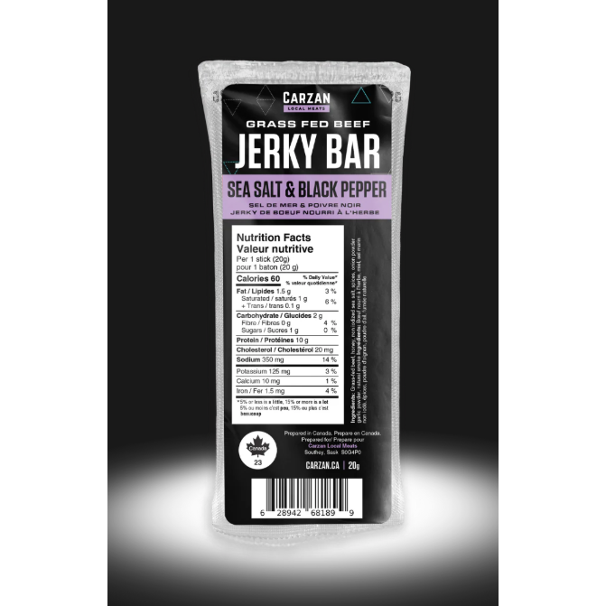 Carzan Sea Salt Black Pepper Jerky Bars- 20g - Irvine Tack & Western Wear