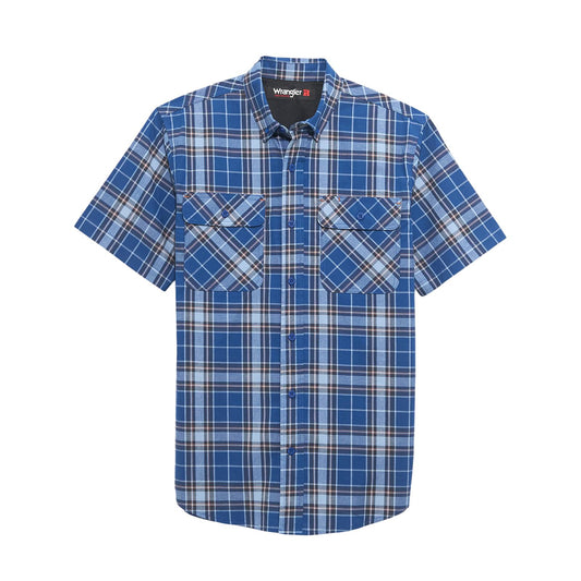Wrangler Men's Rigg's Foreman Plaid Short Sleeve Shirt- Blue - Irvine Tack & Western Wear