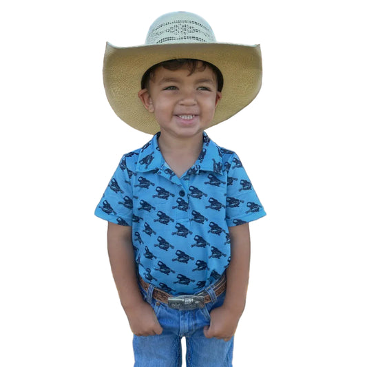 Sterling Kreek Boy's Spurs On My Boots Polo - Blue