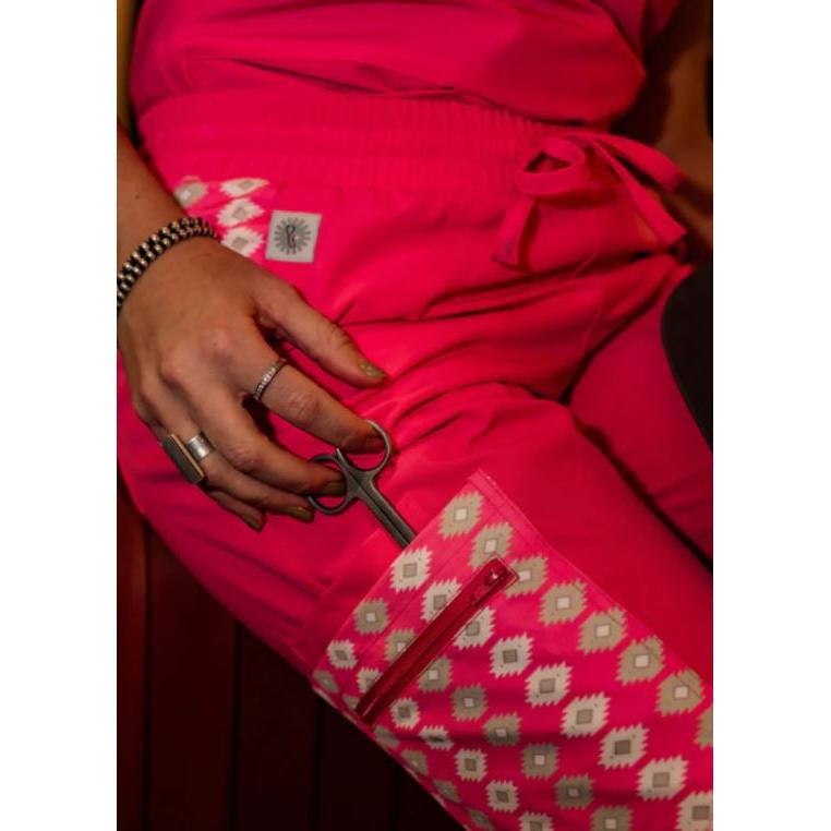 Spurrin' Scrubs Aztec Jogger Pants- Hot Pink