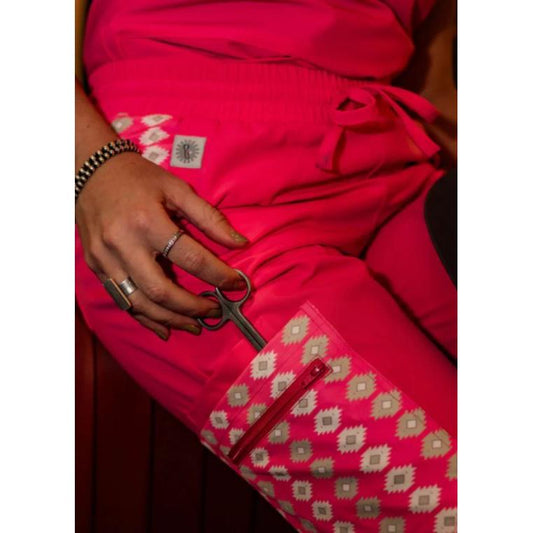 Spurrin' Scrubs Aztec Jogger Pants- Hot Pink