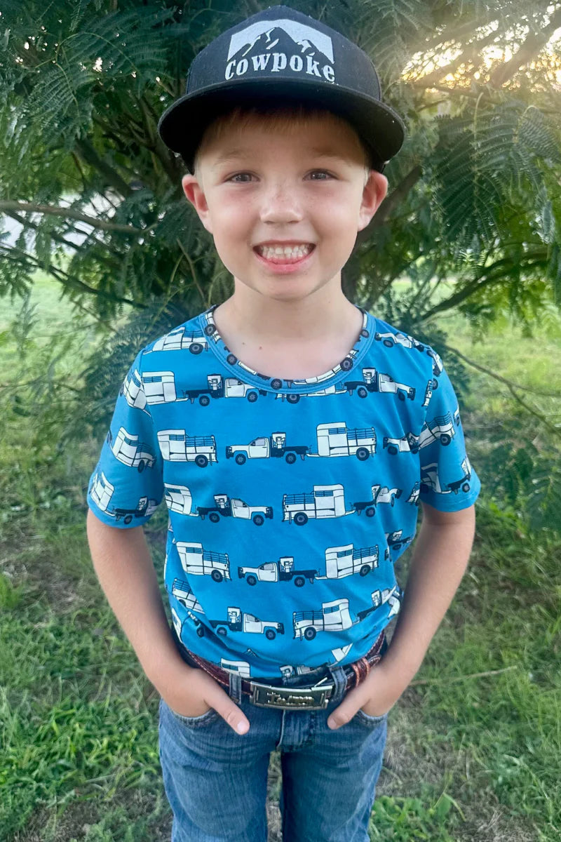 Sterling Kreek Boy's Short Sleeve Lil' Hauler Tee Shirt- Blue