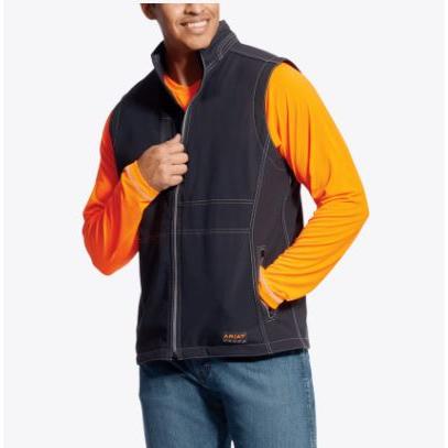 Ariat Men's Rebar Stretch Canvas Softshell Vest- Black