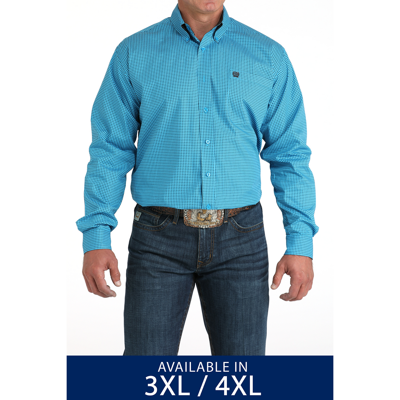 Cinch Men's Long Sleeve Shirt- Blue