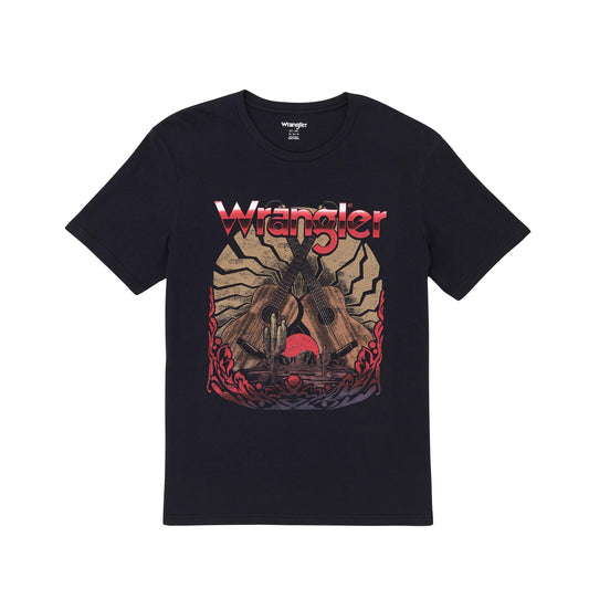 Wrangler Men's Graphic Short Sleeve Tee Shirt- Black Beauty
