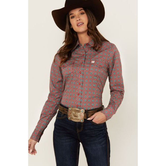 Cinch Women's Long Sleeve Shirt - Red