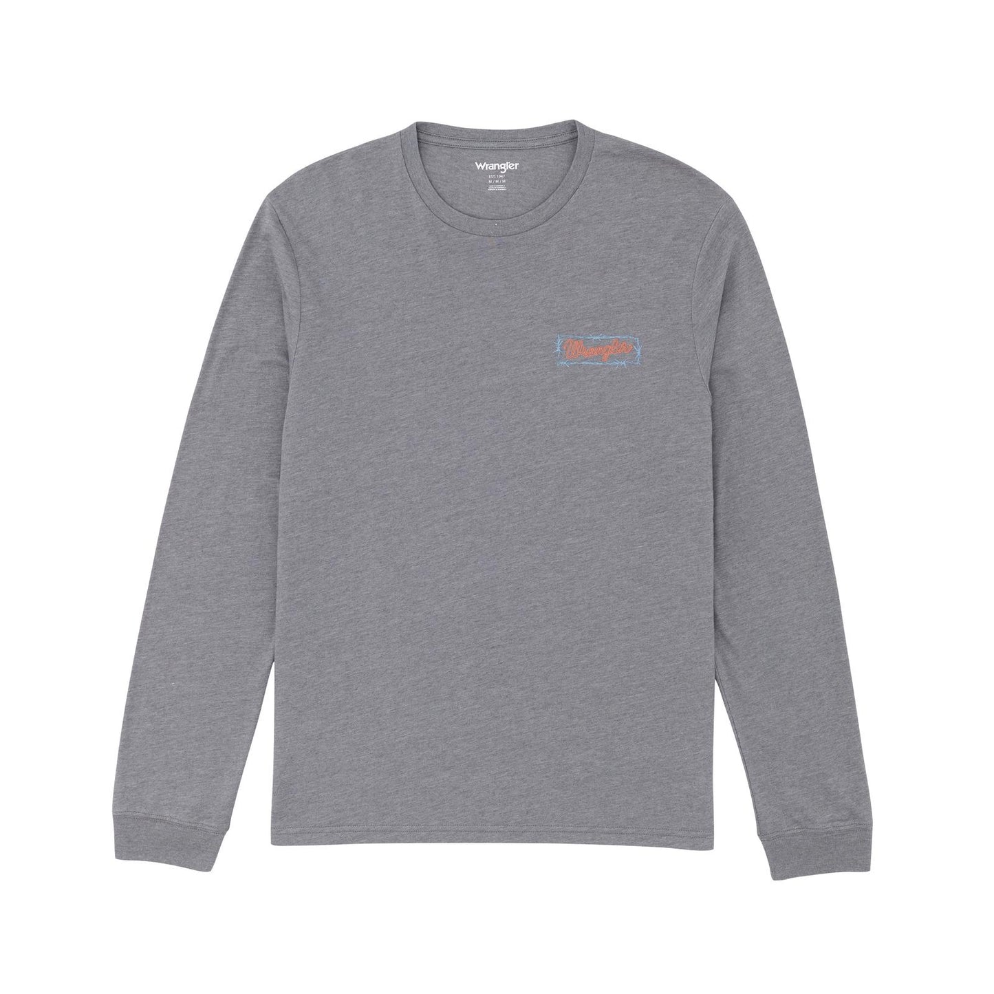 Wrangler Men's Graphic Long Sleeve Regular Fit Tee Shirt- Graphite Heather