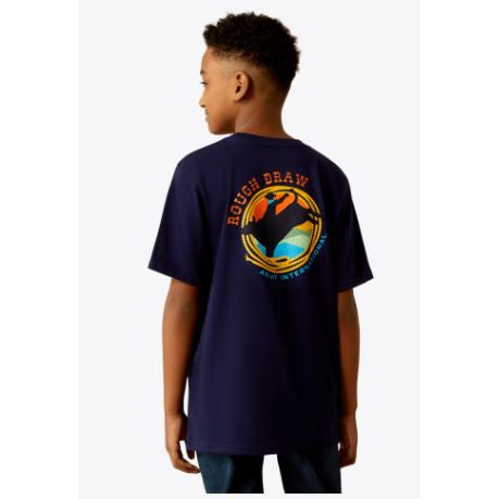 Ariat Boy's Short Sleeve Rough Draw Tee Shirt- Classic Blue