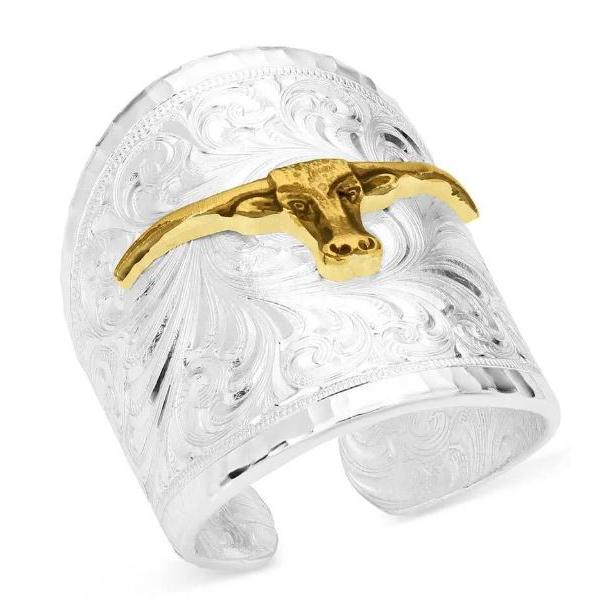 Montana Silversmiths Out West Ring with Longhorn
