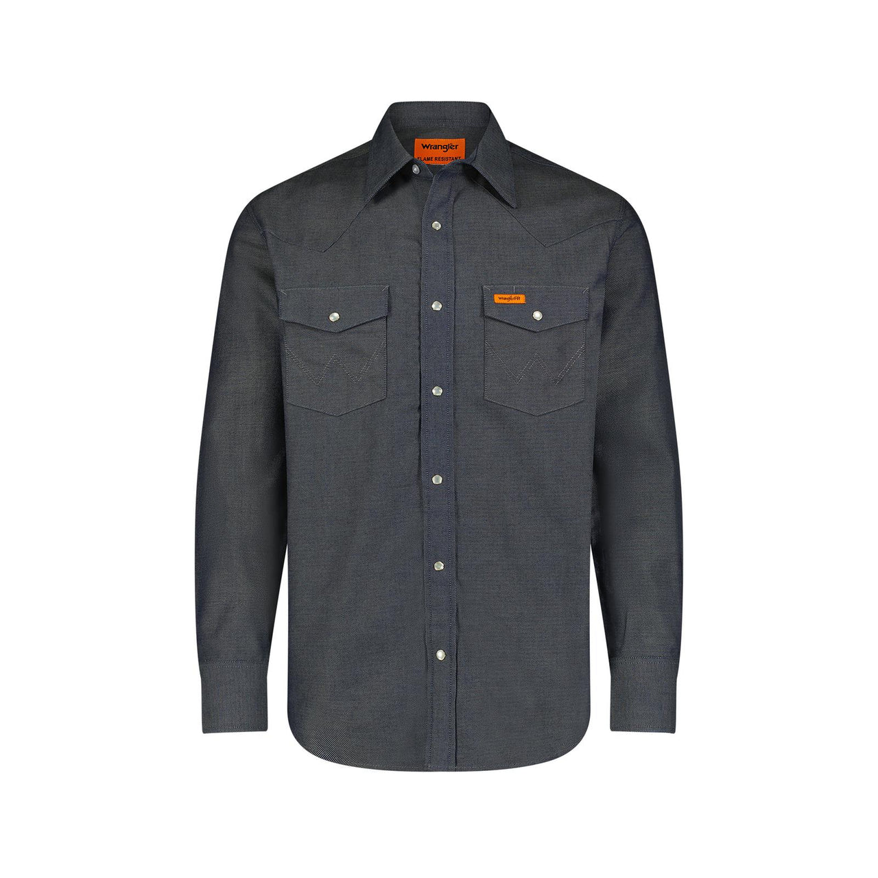 Wrangler Men's FR Flame Resistant Graphic Long Sleeve Work Shirt- Indigo Grey