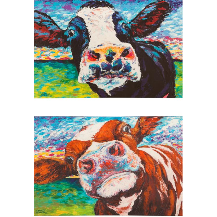 Evergreen Petal & Plow Curious Cow Set Wall Decor  - 36 x 24