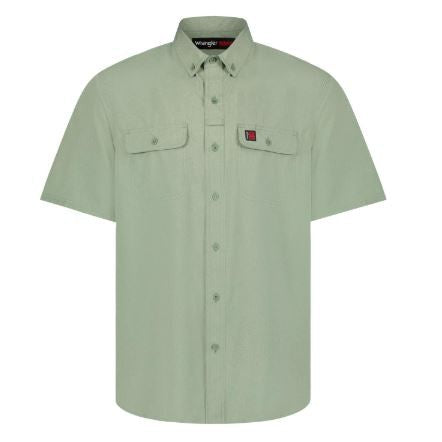 Wrangler RIGGS WORKWEAR Men's Lightweight Vented Work Shirt- Hedge Heather Green