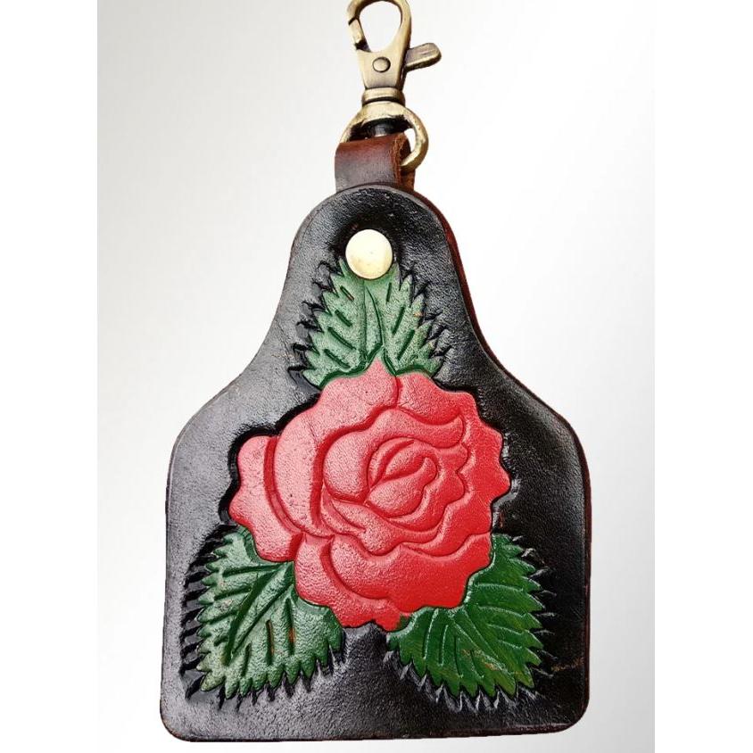 American Darling Hand Tooled Rose Key Ring