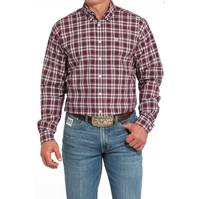 Cinch Men's Long Sleeve Print Shirt- Purple