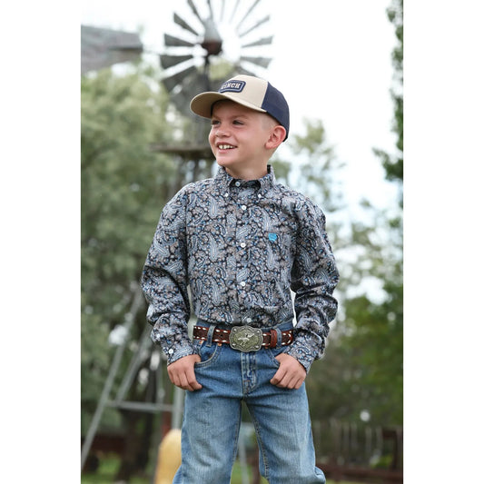 Cinch Western Boy's Long Sleeve Paisley Printed Shirt - Multi