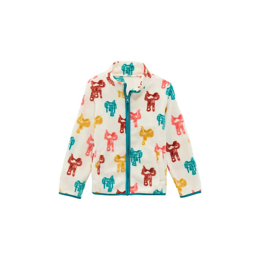 Wrangler Western Baby Girl  Long Sleeve Fleece Jacket- Saddle White