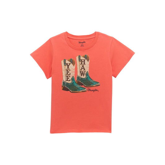 Wrangler Girl's West Short Sleeve Tee Shirt- Pink