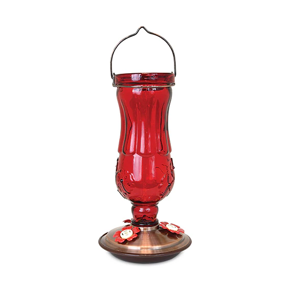 Vintage Style Glass Hummingbird Feeder