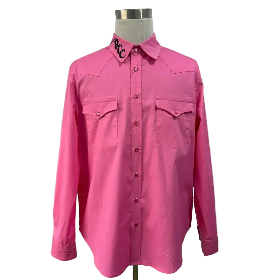 Rough Country Cowboys Men's  Long Sleeve Snap Western Shirt - Pink