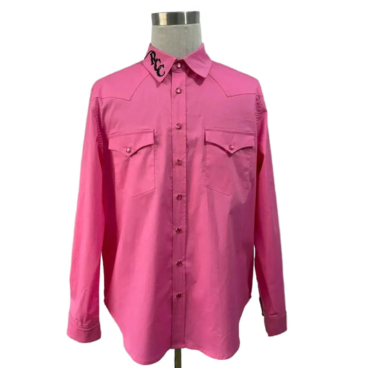 Rough Country Cowboys Men's  Long Sleeve Snap Western Shirt - Pink