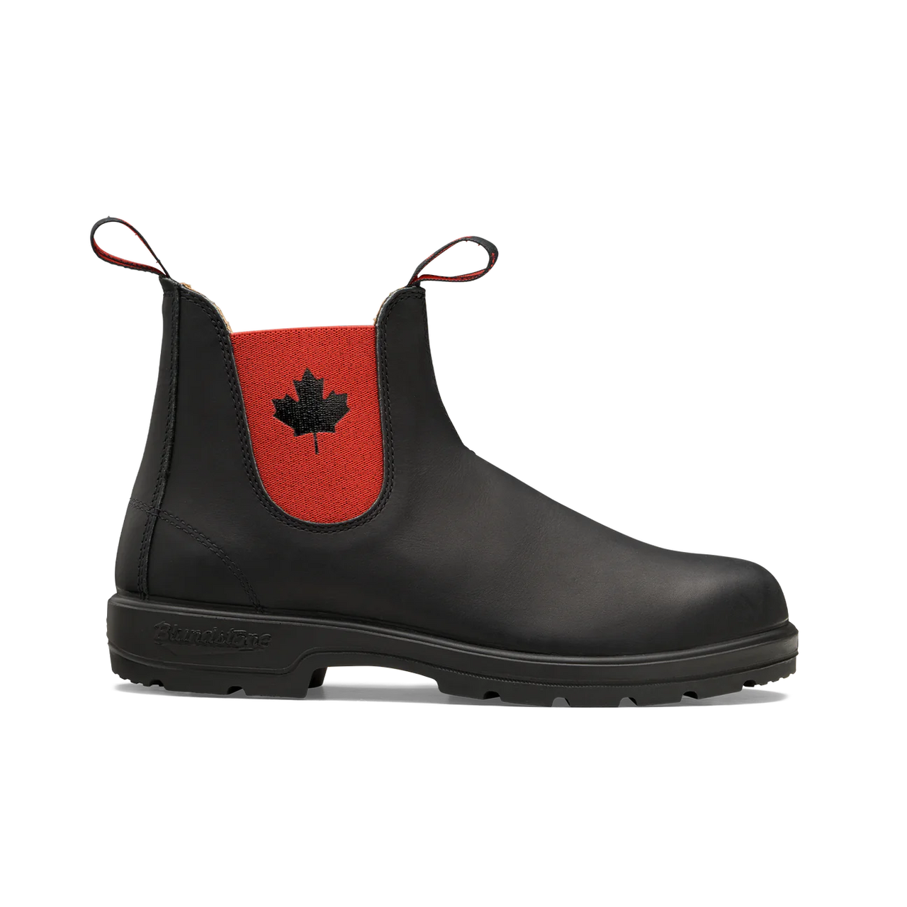 Blundstone Unisex #1474 Classic Boots - Black w/Red Elastic & Canada Leaf