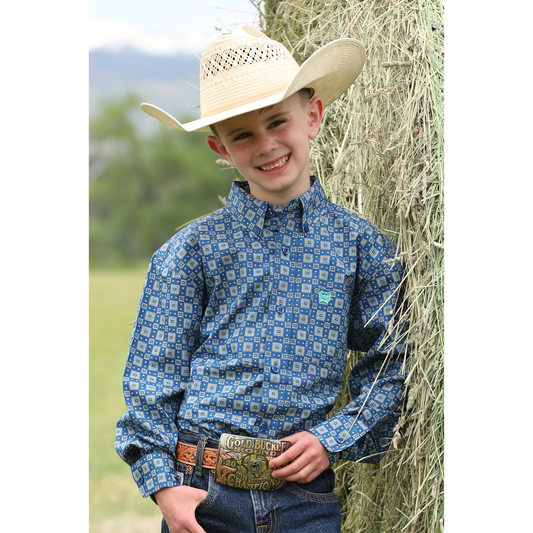 Cinch Boys Long Sleeve Shirt- Royal Blue