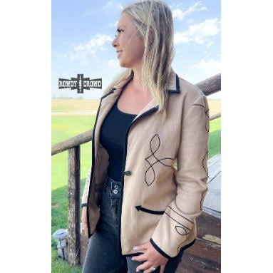 Rowdy Crowd Women's Long Sleeve Bandit Blazer- Cream