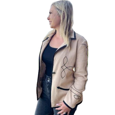 Rowdy Crowd Women's Long Sleeve Bandit Blazer- Cream