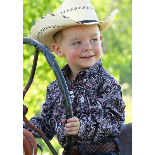Cinch Boy's Long Sleeve Western Print Shirt- Multi