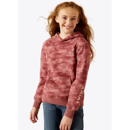 Ariat Girl's Long Sleeve Ariat 2.0 Hoodie- Mauve Blur Print