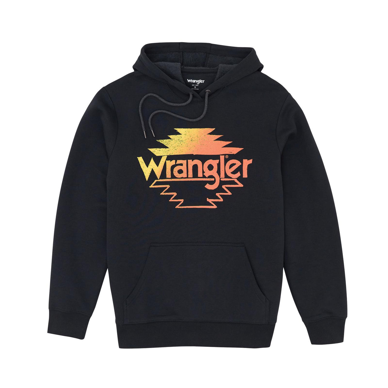 Wrangler Men's Graphic Long Sleeve Hoodie-Jet Black