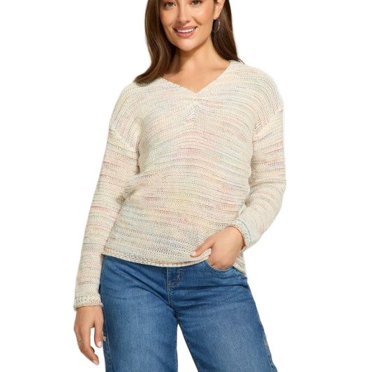 FDJ Women's Long Sleeve V Neck Sweater- Confetti