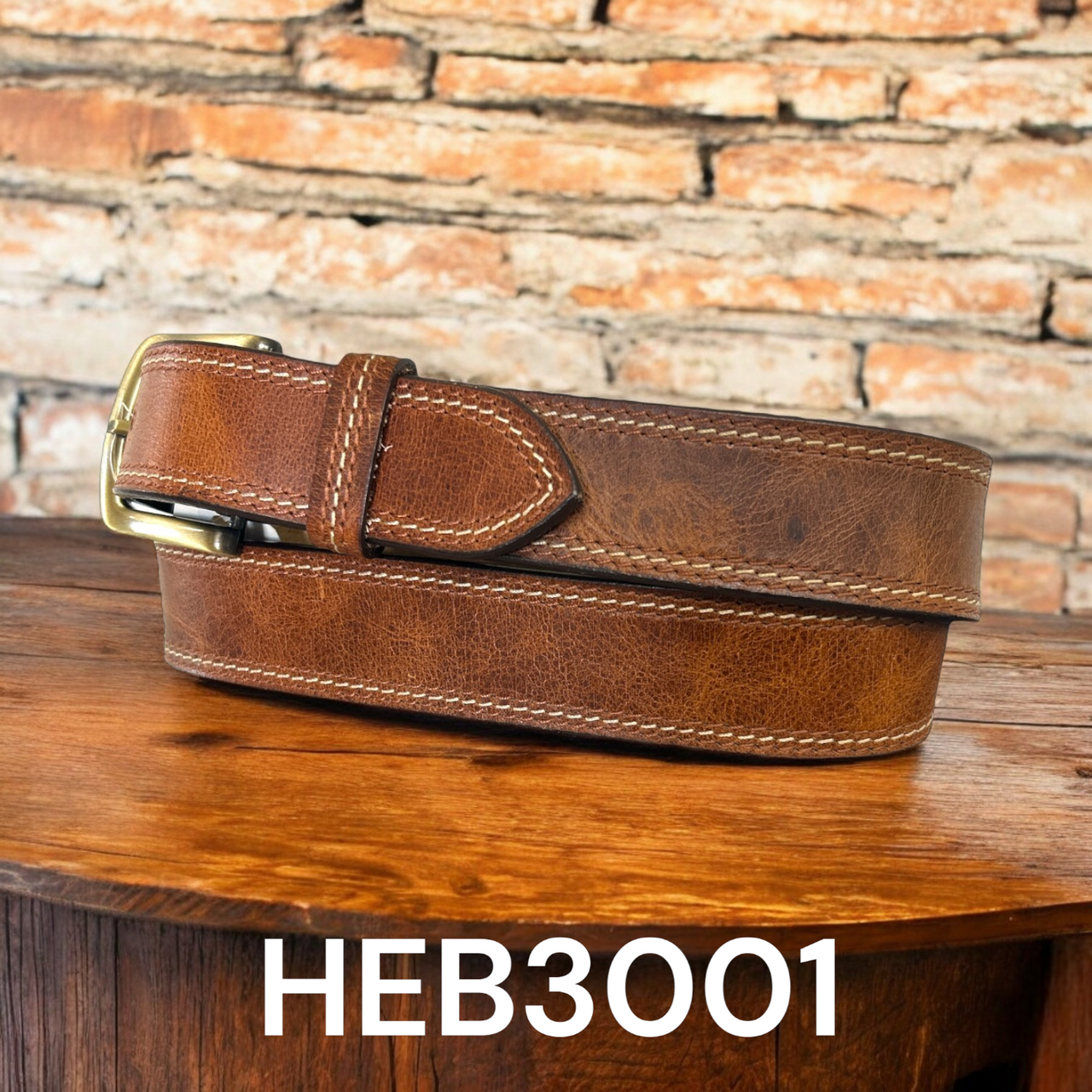 Circle SH Unisex Leather Belt- Brown