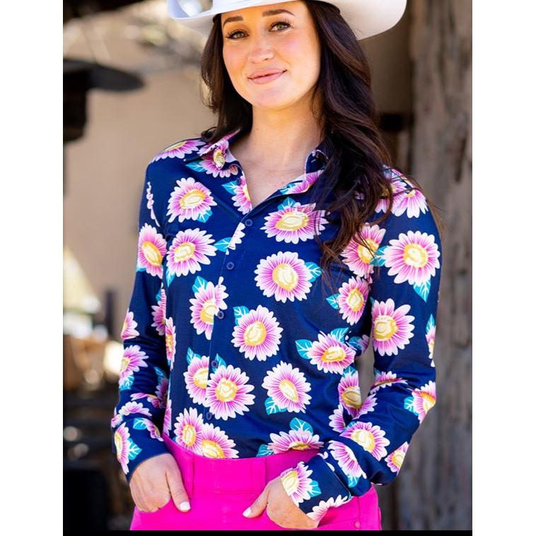 Cowgirl Tuff  Women's Long Sleeve Button Up Western Print Shirt- Multi